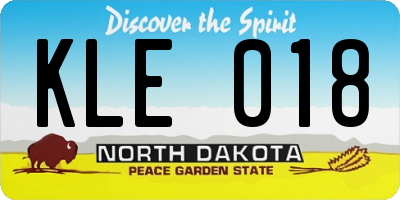 ND license plate KLE018