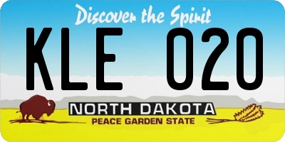 ND license plate KLE020