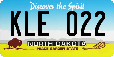 ND license plate KLE022