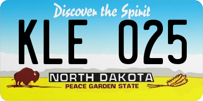 ND license plate KLE025