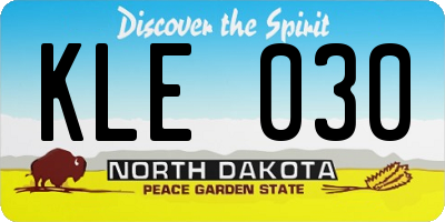 ND license plate KLE030