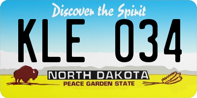 ND license plate KLE034
