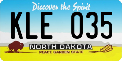ND license plate KLE035