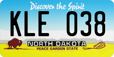 ND license plate KLE038
