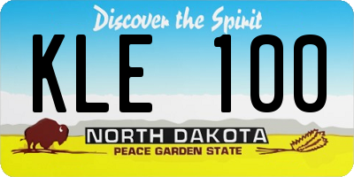 ND license plate KLE100