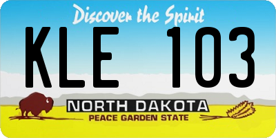 ND license plate KLE103