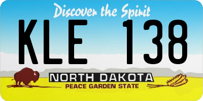 ND license plate KLE138