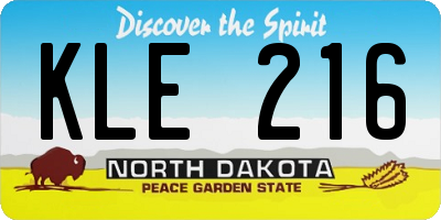 ND license plate KLE216