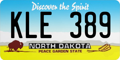 ND license plate KLE389