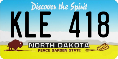 ND license plate KLE418