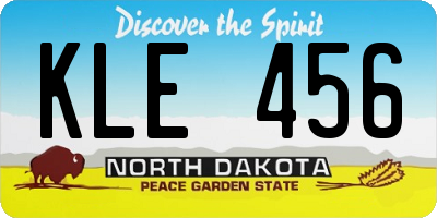 ND license plate KLE456