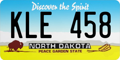 ND license plate KLE458