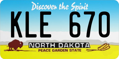 ND license plate KLE670