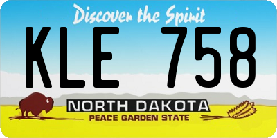 ND license plate KLE758