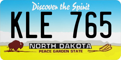 ND license plate KLE765