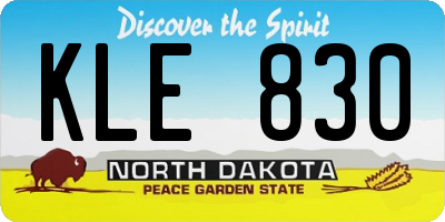 ND license plate KLE830