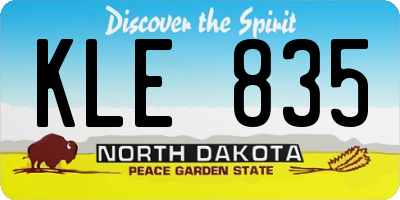 ND license plate KLE835