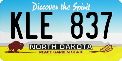ND license plate KLE837