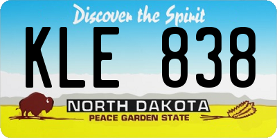 ND license plate KLE838