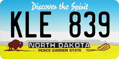 ND license plate KLE839