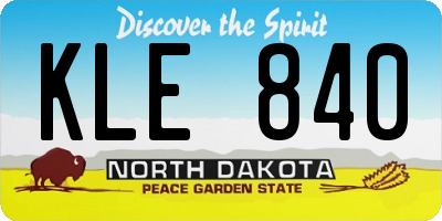 ND license plate KLE840
