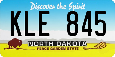 ND license plate KLE845