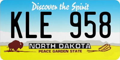 ND license plate KLE958
