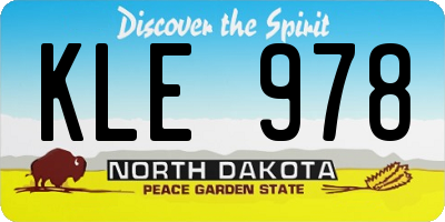 ND license plate KLE978