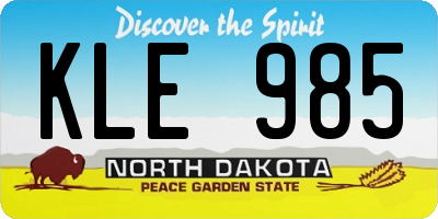 ND license plate KLE985