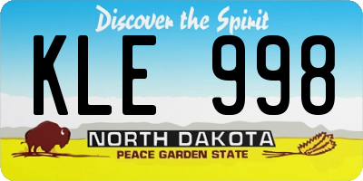ND license plate KLE998