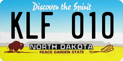 ND license plate KLF010