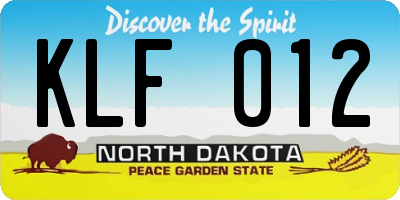 ND license plate KLF012