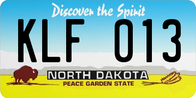 ND license plate KLF013
