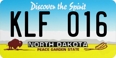 ND license plate KLF016