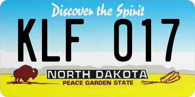ND license plate KLF017