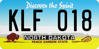 ND license plate KLF018