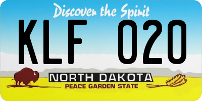 ND license plate KLF020