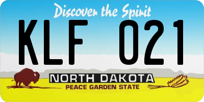ND license plate KLF021