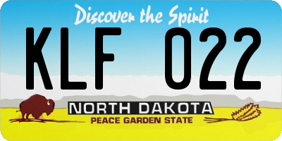 ND license plate KLF022