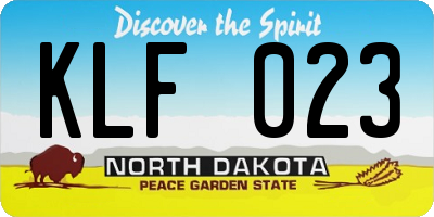 ND license plate KLF023
