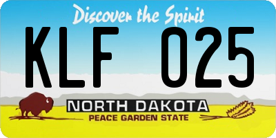 ND license plate KLF025