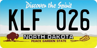 ND license plate KLF026
