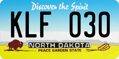 ND license plate KLF030