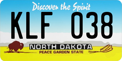 ND license plate KLF038