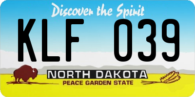 ND license plate KLF039
