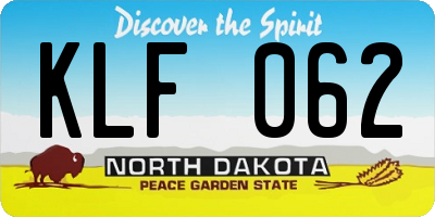 ND license plate KLF062