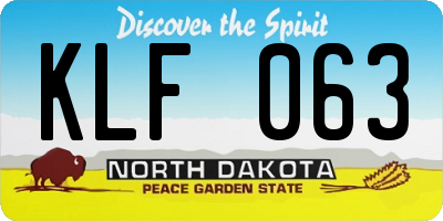ND license plate KLF063