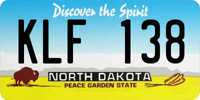 ND license plate KLF138