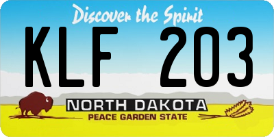 ND license plate KLF203