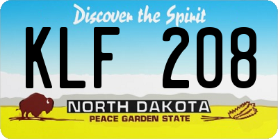 ND license plate KLF208